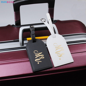 Accessories Baggage Labels Suitcase Name ID Tag Custom PU Leather Luggage Tag for Married Men Women Couples Wedding Travel Gift