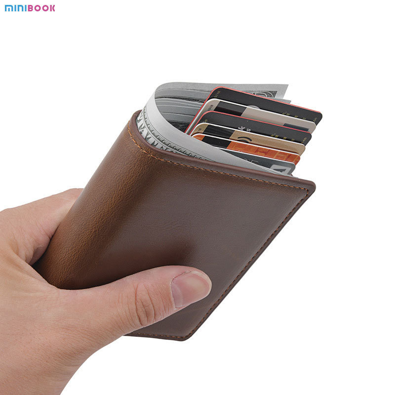 Smart Wallet Leather Credit Card Holder Aluminum Alloy Automatic Pop Up Metal Card Case Rfid Blocking Men's Wallet Money Clip