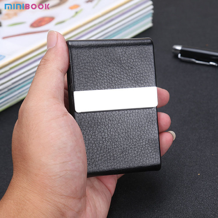 Minibook Custom Stainless Leather Alloy Name Card Place Box For Men Woman  Luxury Aluminum Metal Slim Business Card Holder