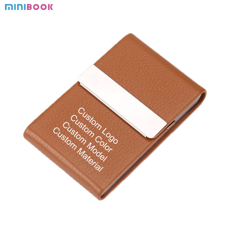 Minibook Custom Stainless Leather Alloy Name Card Place Box For Men Woman  Luxury Aluminum Metal Slim Business Card Holder