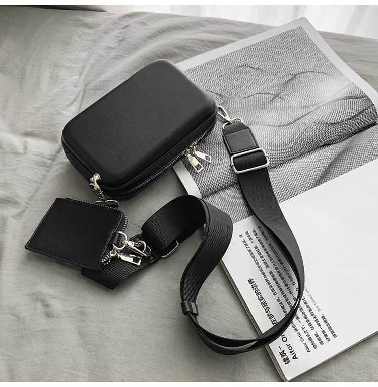 Stylish Crossbody Bag Men Leather Brand Leather Sling Bag Pu Leather Square Box Shape Purses And Handbags