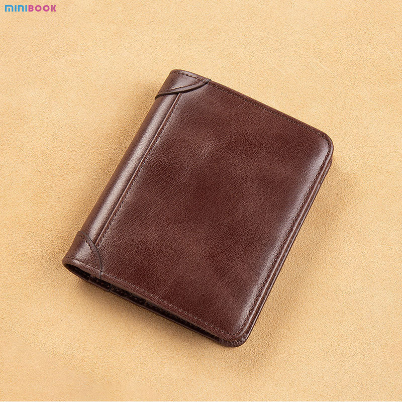 Hot Sale Designer Wallet Men Genuine Leather Oiled Short Biford Purse Slim Card Holder Cowhide Wallet Vintage Style Pouch