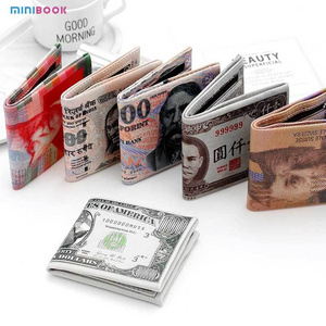 Pu Leather 100 US Dollar Bill Organizer Wallets with Zipper Print National Euro Canada Wallets for Women Fashionable Men Short