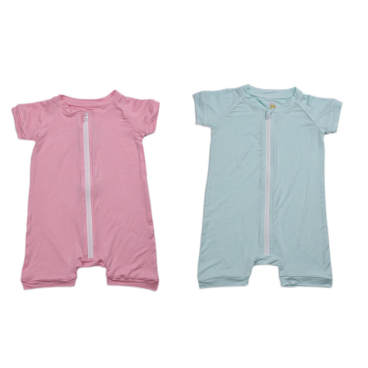 Bulk Price Custom bamboo Viscose Fiber baby Jumpsuit Clothes Summer short sleeve Onesie Pajamas baby girl bodysuit Romper