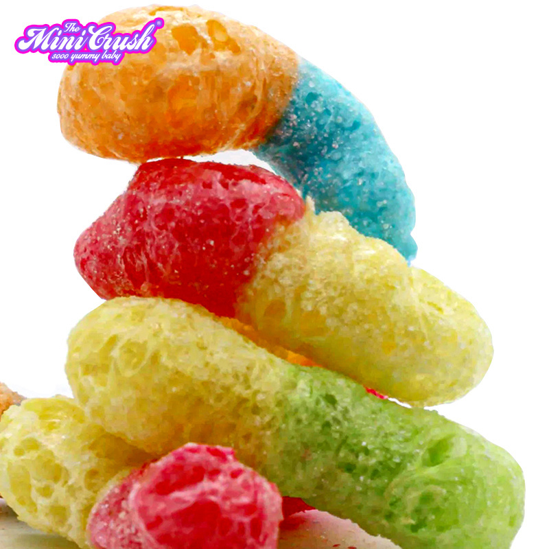 Customized Freeze Dried Candy low MOQ manufacturer sour worm gummy candy