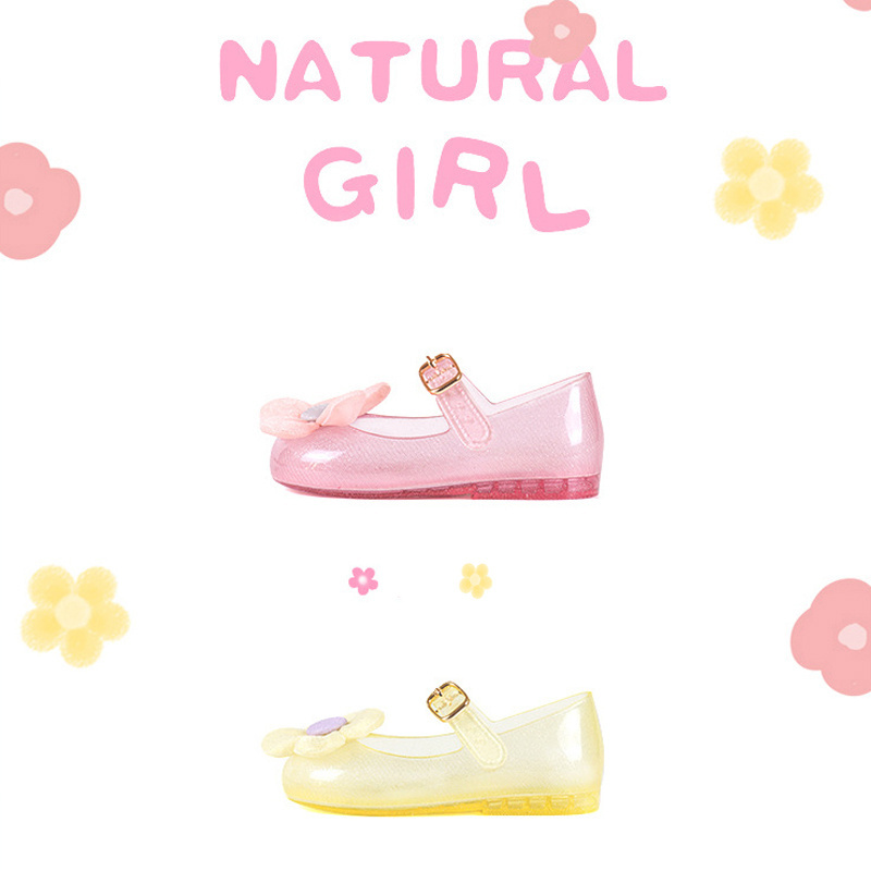 MINI DD Children Shoes Girls 2022 Summer Sandal Cute Baby Flower shoes Outdoor Crystal Clear PVC Jelly Sandal