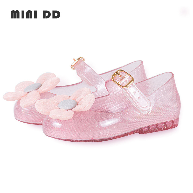 MINI DD Children Shoes Girls 2022 Summer Sandal Cute Baby Flower shoes Outdoor Crystal Clear PVC Jelly Sandal