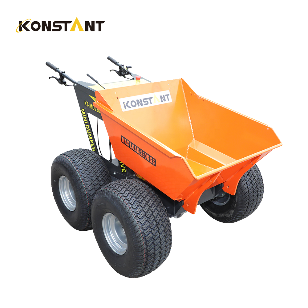 Cheap price gasoline engine steel 4 wheel self loading dump track mini transport dumper with EPA