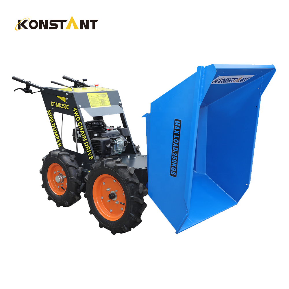 New design gasoline 250KG load 4 wheeler 4x4 Multifunction garden farm mini truck dumper for sale