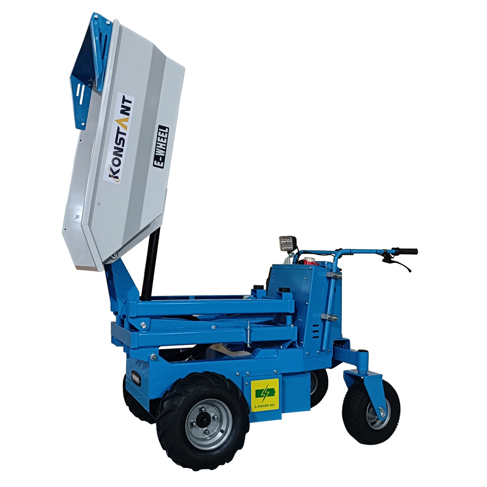 1000w Brushless Dc Motor 500kg Loading Capacity MD500E Electric Mini Dumper Battery Powered Wheelbarrow Concrete buggy