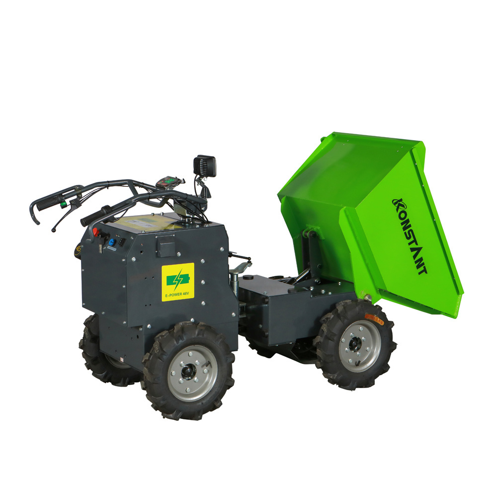 Electric MMini Dumper 300kg capacity battery-powered cart electric wheelbarrow for gardening landscaping and construction