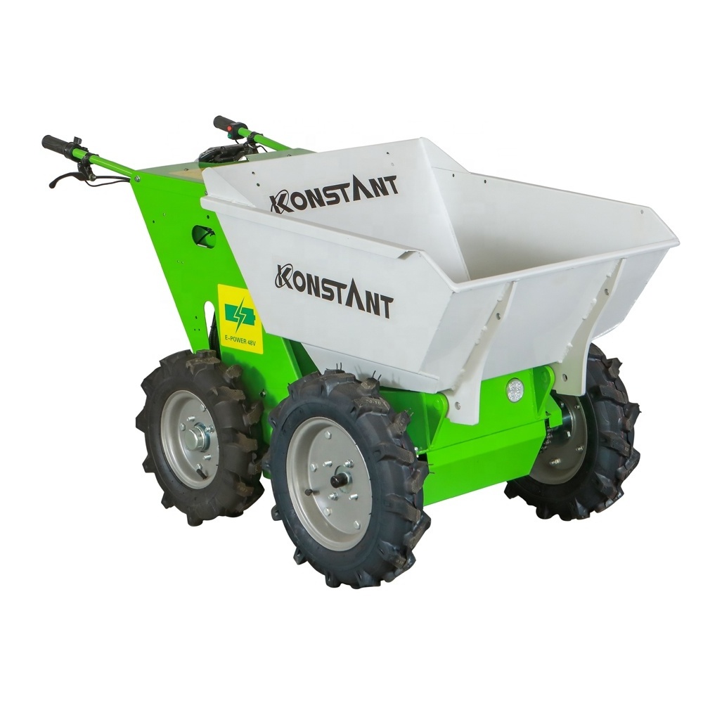 Cheap Garden Mini Electric Mini Dumper Four-wheel Power Barrow Dumper Wheel barrow Buggy Concrete Garden 300kgs 1000w batter pow