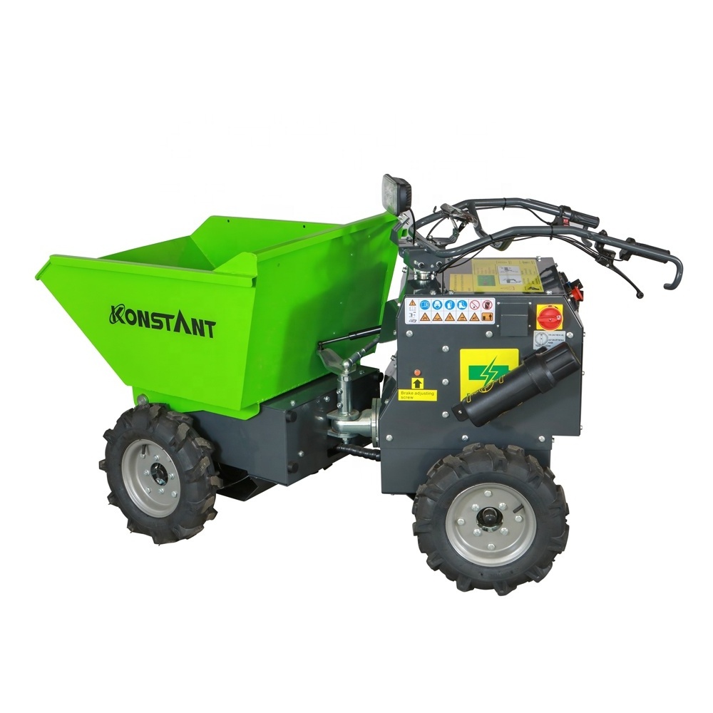 Electric MMini Dumper 300kg capacity battery-powered cart electric wheelbarrow for gardening landscaping and construction