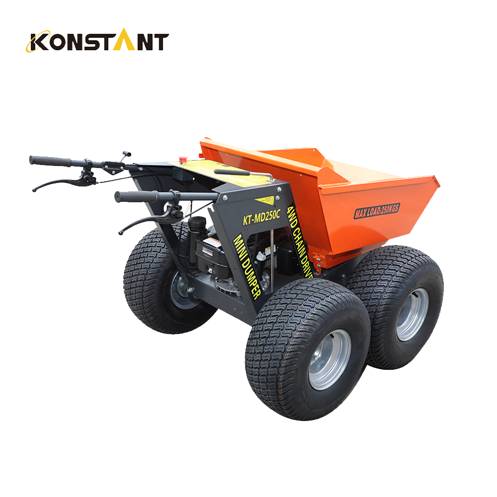 Cheap price gasoline engine steel 4 wheel self loading dump track mini transport dumper with EPA