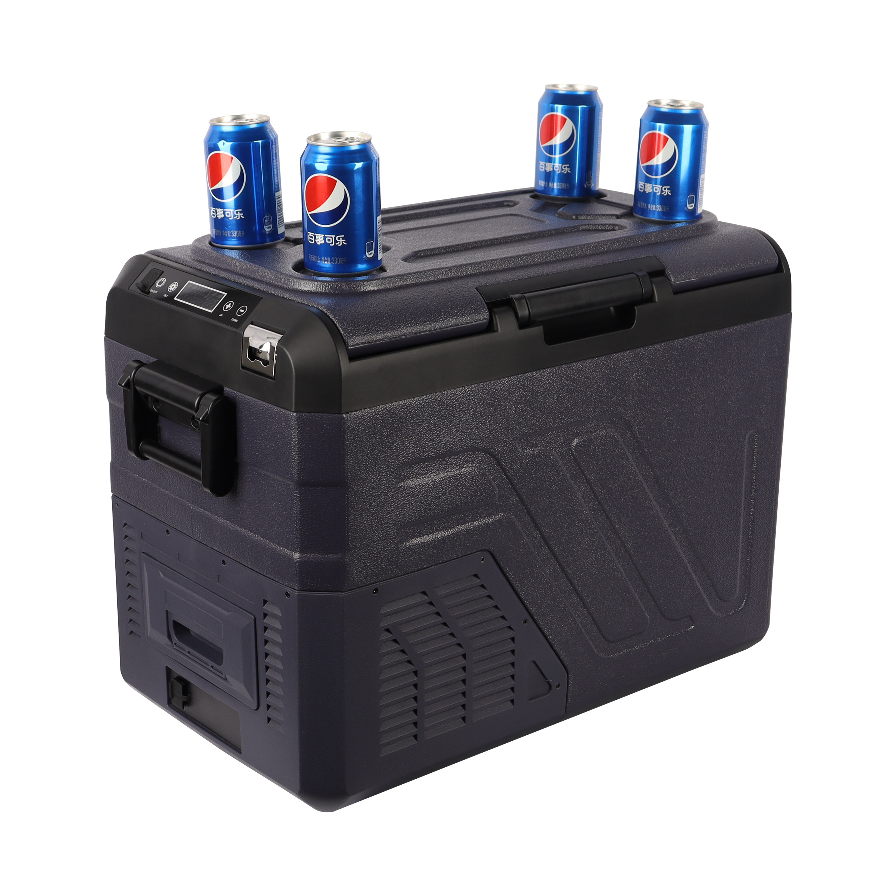 Dropshipping 35L 45L 55L 12V/24V/220V mini fridge with lock and key beach cooler box car fridge 50L 45W power fridge