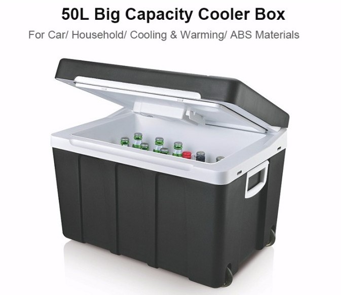 cooler box car with Wheels Handle 50L Large Size fridge 12v dc and 220v 50L Large Capacity Premium Outdoor Fish