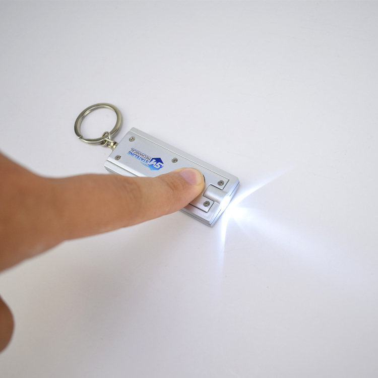 2019 Mini Portable Pocket LED Light Torch Lamp Flashlight Keychain Keyring Promotional Logo Square LED Flashlight