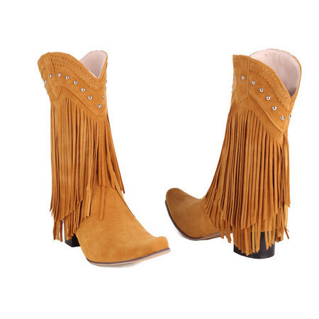 High quality ladies womens red brown color western cowboy Tassel boots