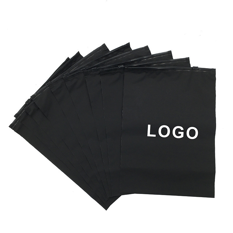 Matte black zipper lock frosted plastic packing zipper garment packaging bag for clothes