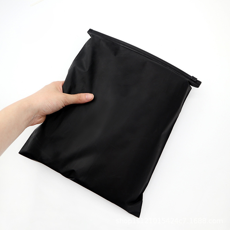 Matte black zipper lock frosted plastic packing zipper garment packaging bag for clothes