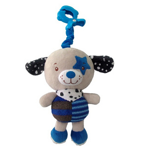 Manufacturer Education Blue Puppy Musical Plush Baby Hanging Toy For Kids With Soft Boa