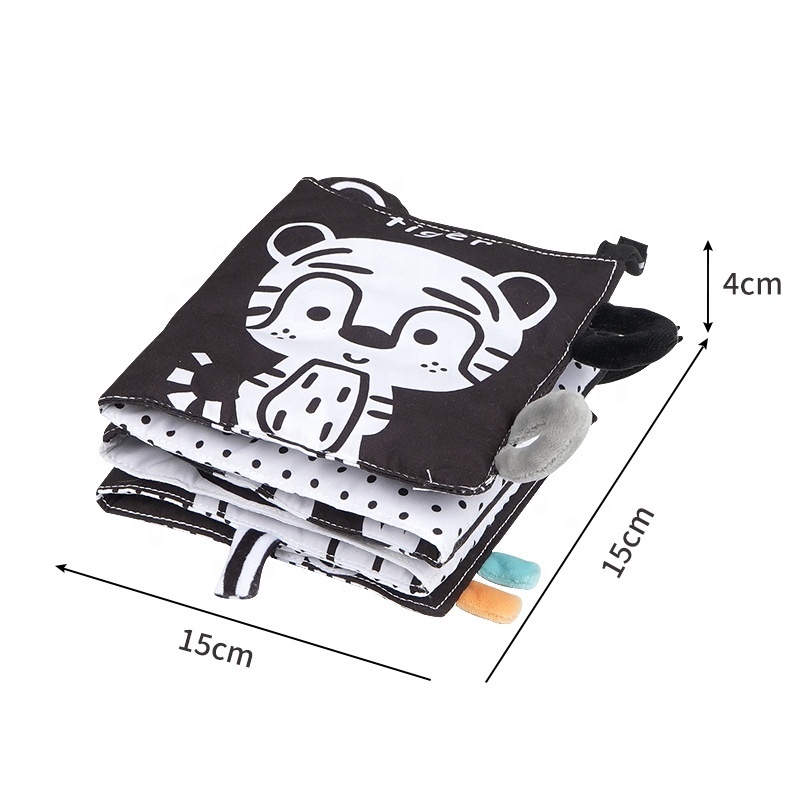 Latest Design Black And White High Contrast Early Education Cloth Fabric Activity Washable Sensory 3D Soft Baby Cloth Book