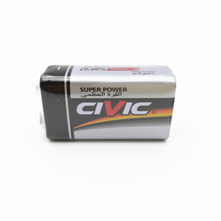 1.5V Civic 6f22 9 Volt Battery Zinc Carbon for Flashlight Shrink Pack 26 Hours