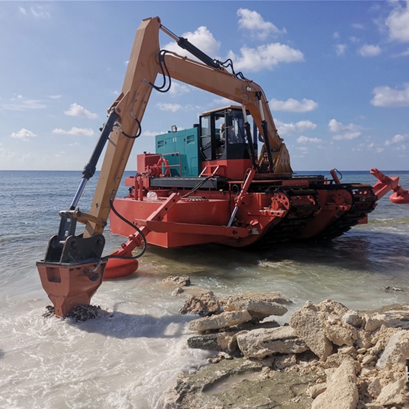 Floating Pontoon Undercarriage Swamp Buggy Amphibious Excavator For Sale