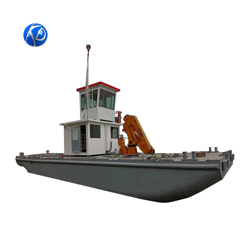 Chinese Tugboat Manufacturer Small Barge With Crane Service Boat For Dredger