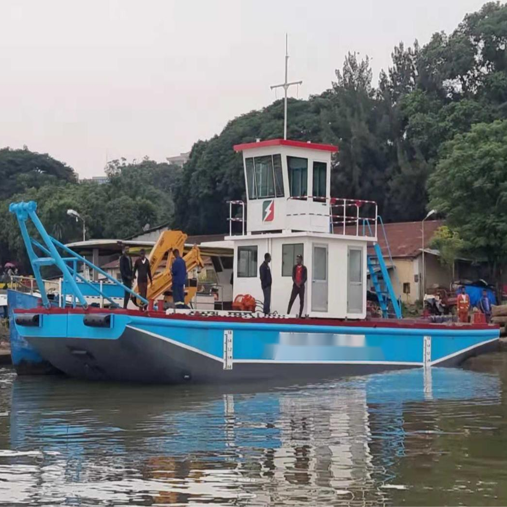 Chinese Tugboat Manufacturer Small Barge With Crane Service Boat For Dredger