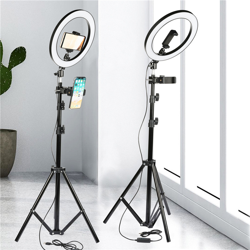 OldShark with 2m Tripod Stand Usb Beauty Video Studio Photo Circle Lamp Dimmable Selfie Led Ring Light 120pcs Cold Light 10 Inch