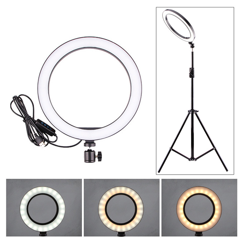 OldShark with 2m Tripod Stand Usb Beauty Video Studio Photo Circle Lamp Dimmable Selfie Led Ring Light 120pcs Cold Light 10 Inch