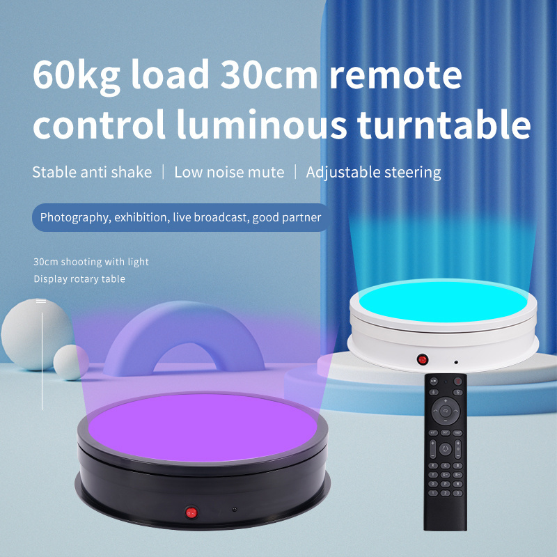 30CM RGB Cake Cat Electric Turntable with Power Port that Rotates 360 Scanner Electric Rotating Display Turntable for Mannequin