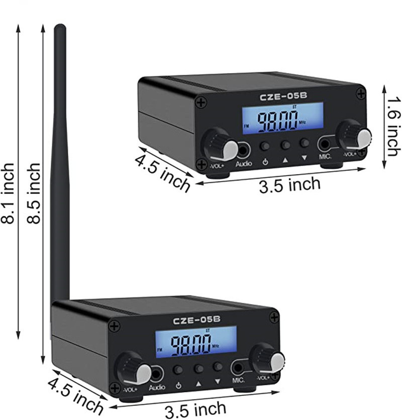 FM Transmitter for Church,76~108MHz Digital LCD Wireless Stereo Broadcast with Antenna, Built-in PLL FM Transmitter Radio Stereo