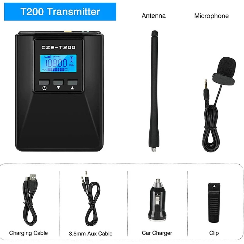 200mW Portable Audio amplifier FM Transmitter 76-108 MHz Long Range Radio Station Broadcast