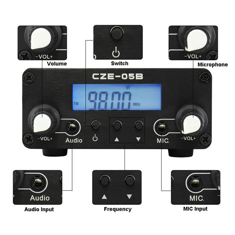 FM Transmitter for Church,76~108MHz Digital LCD Wireless Stereo Broadcast with Antenna, Built-in PLL FM Transmitter Radio Stereo