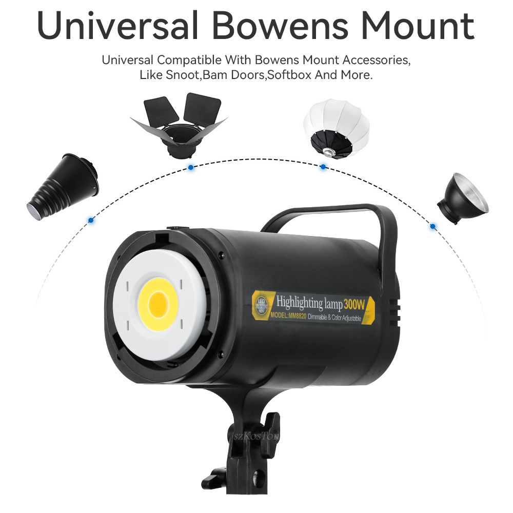 300W LED Video Light 5700K Continuous Dimmable Photography Lamp Photo Studio Daylight Lighting for Camera Softbox Bowens Mount