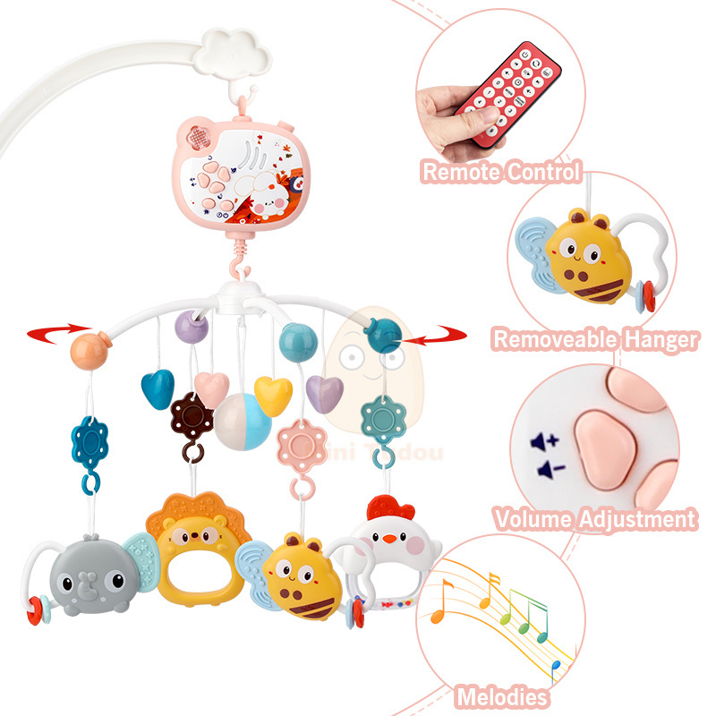 Baby Sleeping Musical Night Light Rattles Teethers Remote Control 360 Rotating Projection Crib Cot Nursery Baby Mobiles