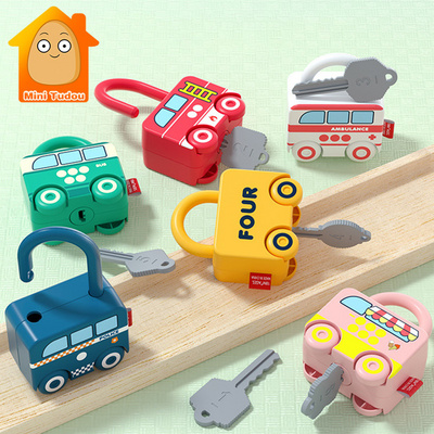 Colorful Vehicles Educational Preschool Numbers Math Matching Counting Montessori Toys Kids Learning Locks with Keys