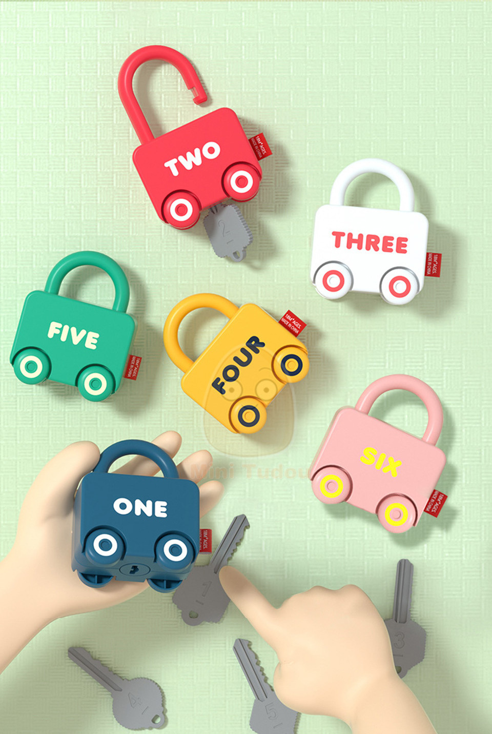 Colorful Vehicles Educational Preschool Numbers Math Matching Counting Montessori Toys Kids Learning Locks with Keys