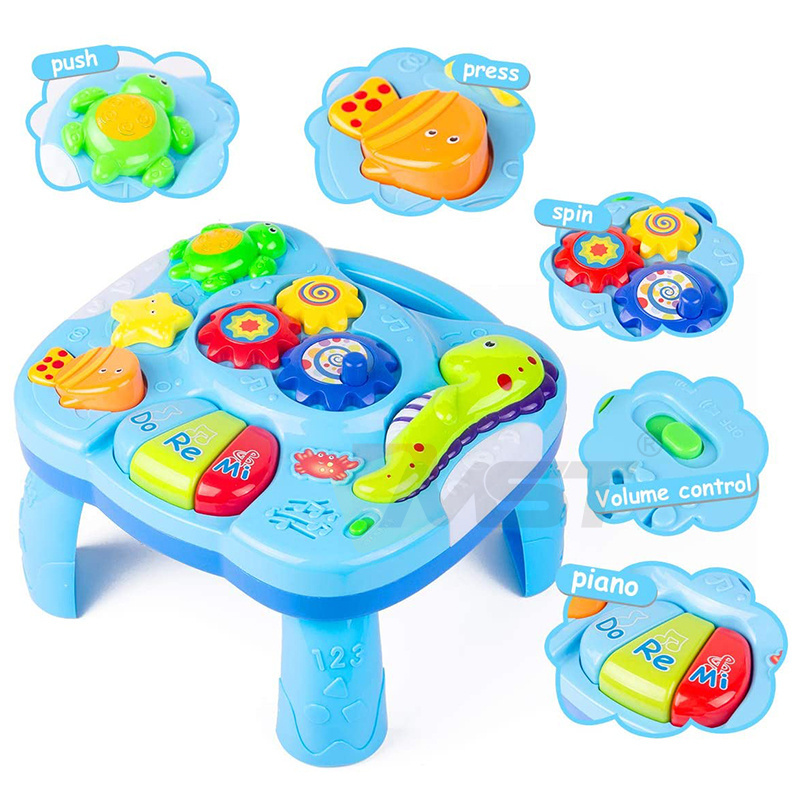 2 in 1 Music Activity Center Table Baby Educational Toys Musical Toddle Learning Table for Infants