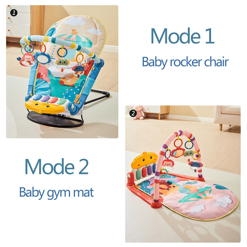 2 In 1 Made in China Sensory Toys Musical Piano Tummy Time Toddlers Activity Mat Baby Play Mat Baby Gym with Baby Rocking Chair