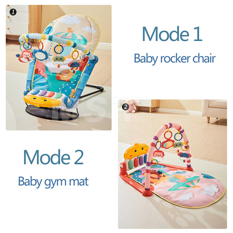 2 In 1 Made in China Sensory Toys Musical Piano Tummy Time Toddlers Activity Mat Baby Play Mat Baby Gym with Baby Rocking Chair