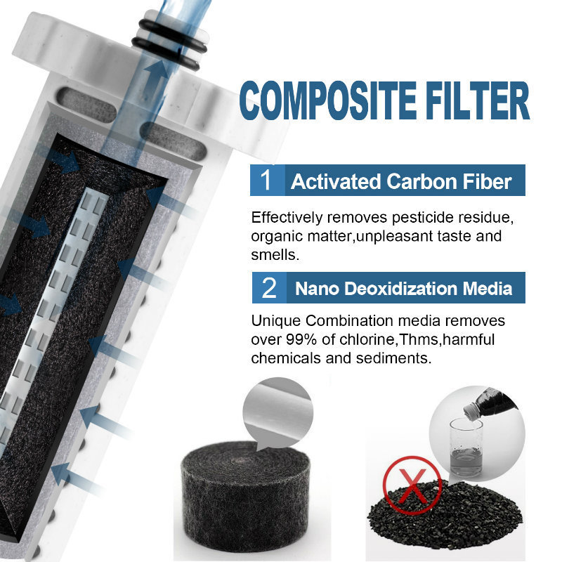 shower filter - chlorine removal with cartridge housing -  carbon kdf media - spa bathroom