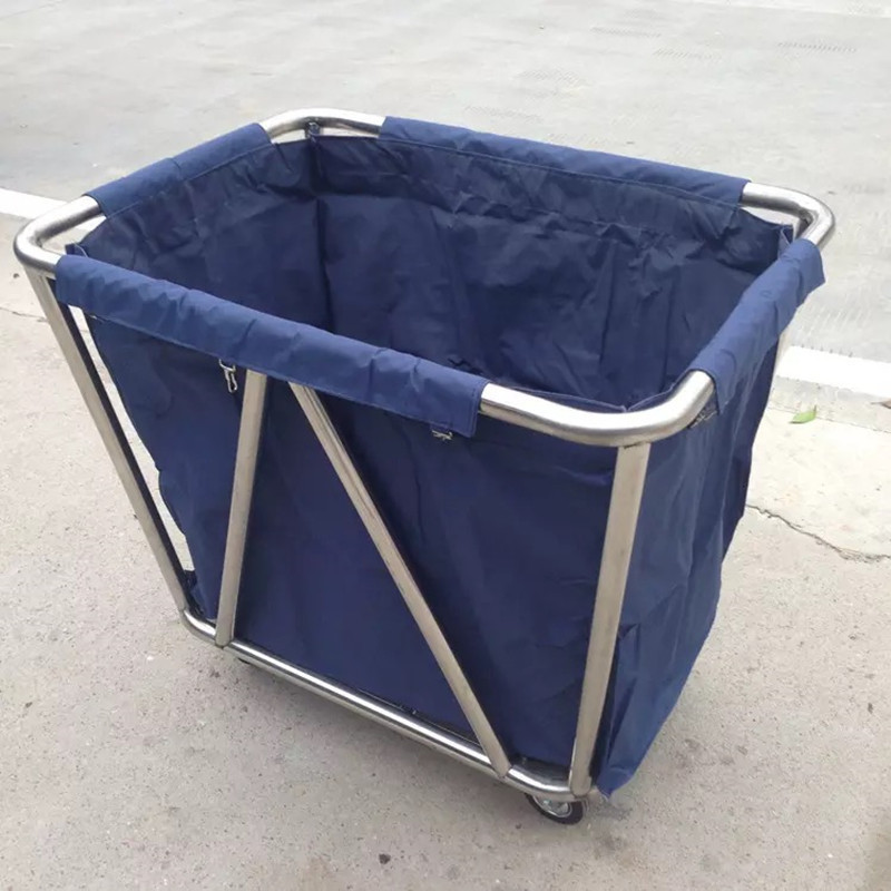 Stainless Steel Linen Trolley Cart Hotel Laundry Cart Housekeeping Cleaning Trolley Factory Wholesale