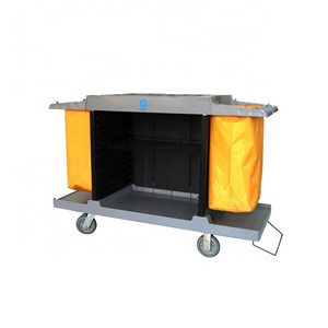 sale guest room service carts standard equipment includes plastic garbage storing bags a vacuum storage rack and a bottom shelf