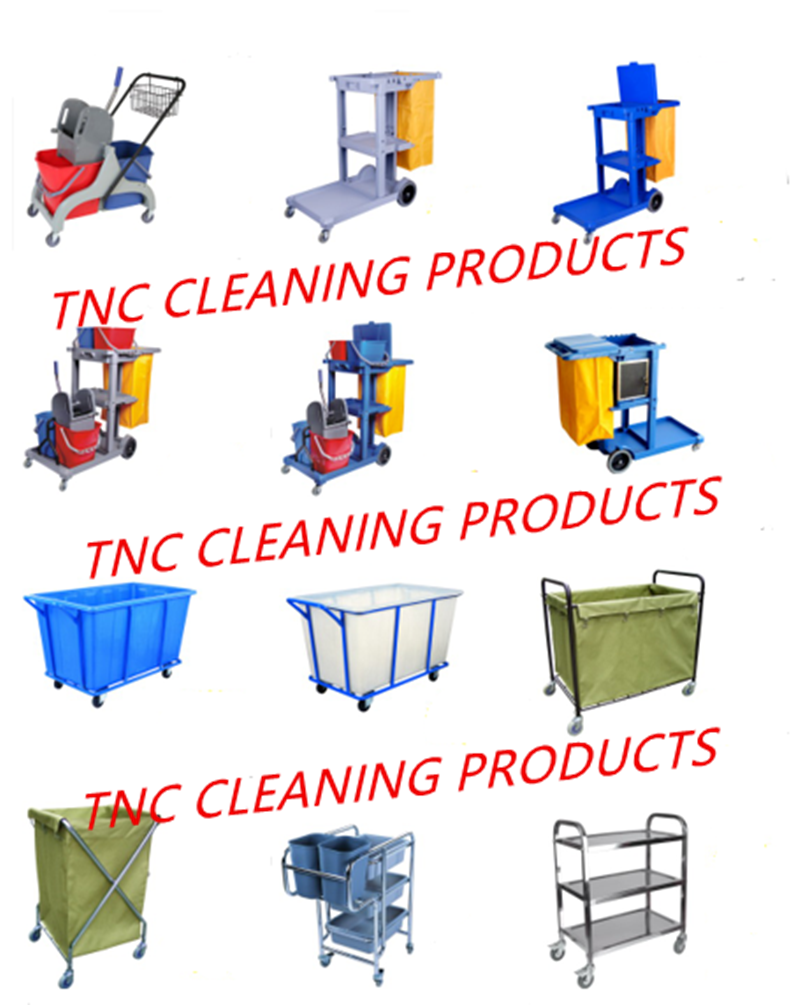 Janitorial Supplies Folding Cleaning Cart Multifunction Janitor Used Housekeeping Carts Plastic Hotel Service Cleaning Trolley