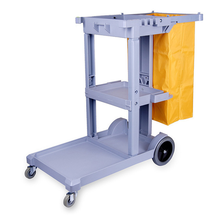 Janitorial Supplies Folding Cleaning Cart Multifunction Janitor Used Housekeeping Carts Plastic Hotel Service Cleaning Trolley