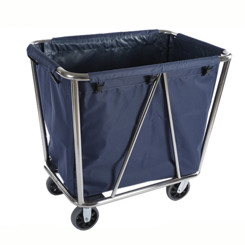 Stainless Steel Linen Trolley Cart Hotel Laundry Cart Housekeeping Cleaning Trolley Factory Wholesale