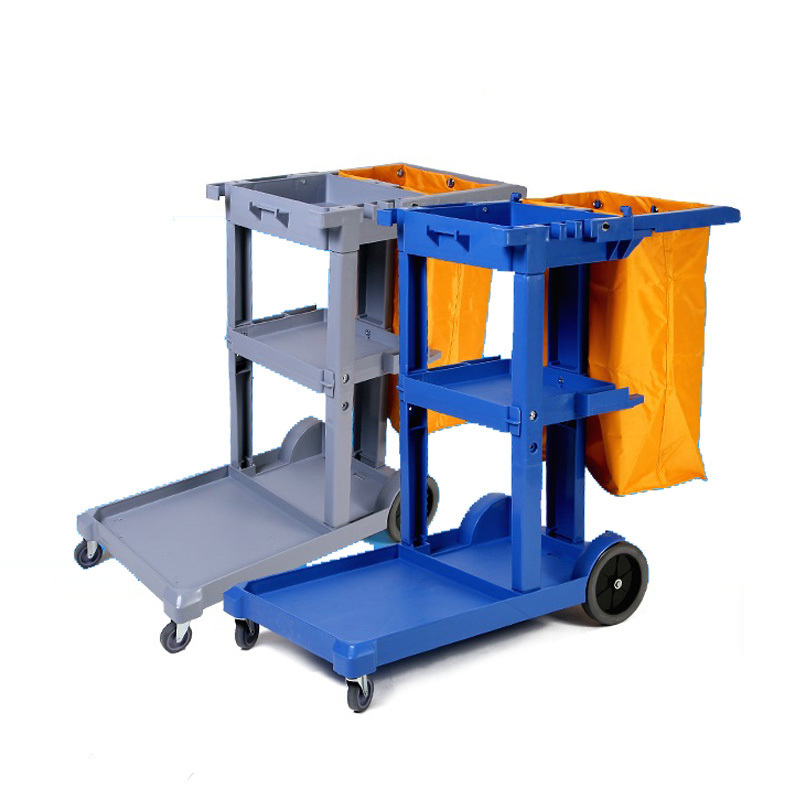 Janitorial Supplies Folding Cleaning Cart Multifunction Janitor Used Housekeeping Carts Plastic Hotel Service Cleaning Trolley